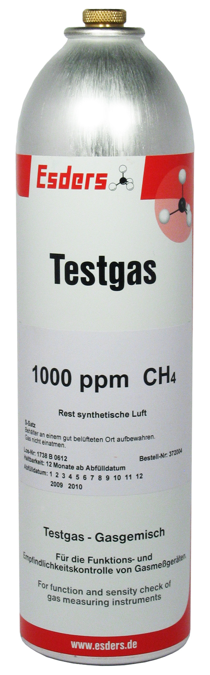 Test gas can 1000 ppm methane 1 l - 12 bar