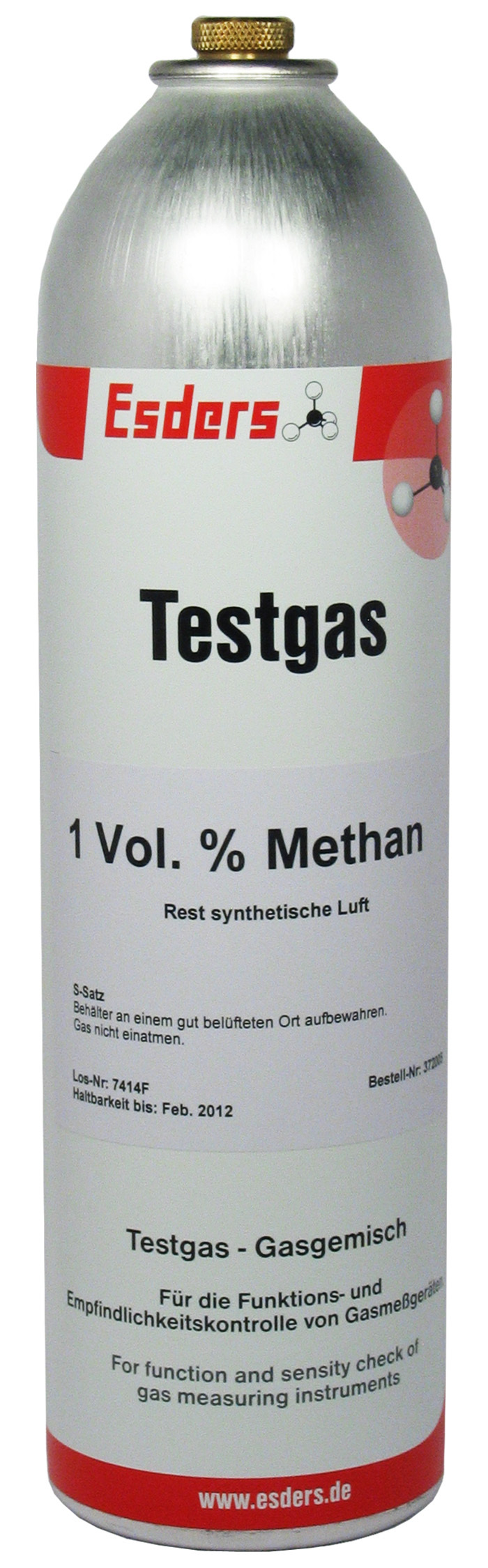 Testgas 1,0 Vol.% methaan 1 l, 12 bar