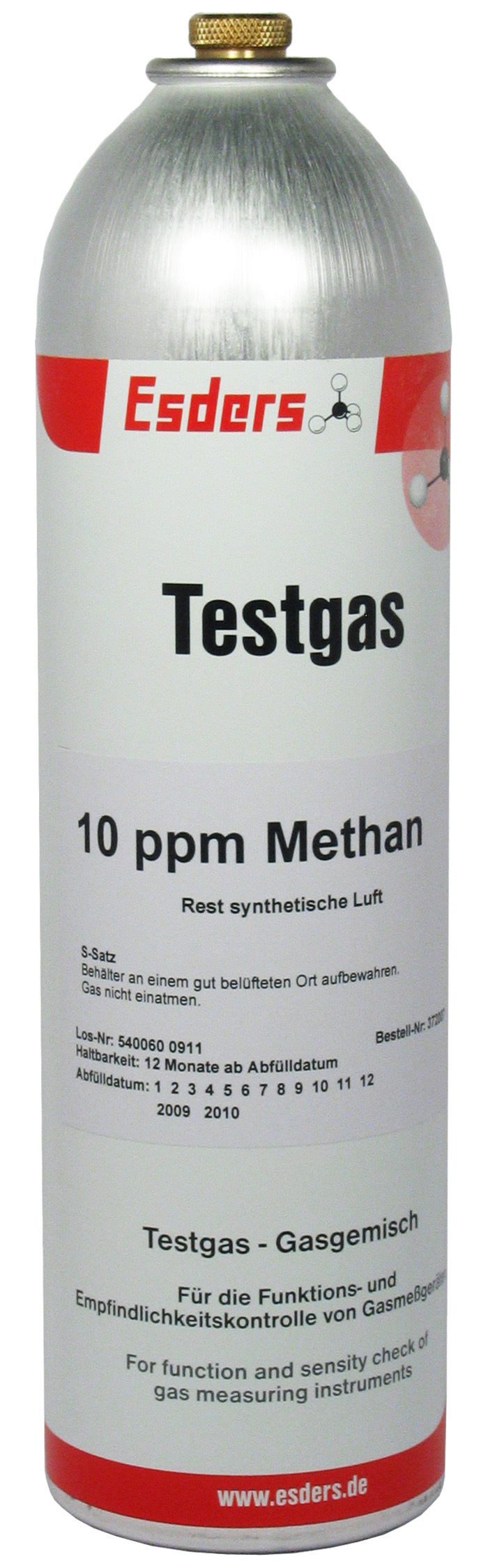 Test gas can 10 ppm methane 1 l - 12 bar