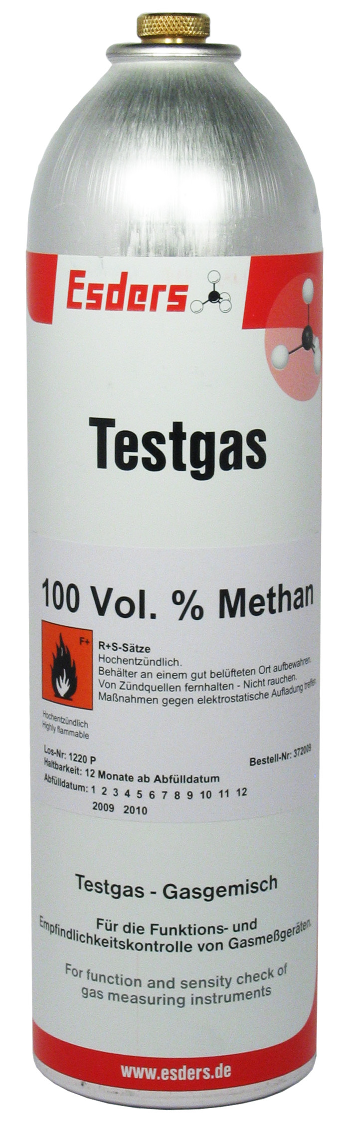 Test gas can 100 Vol.% methane 1 l - 12 bar