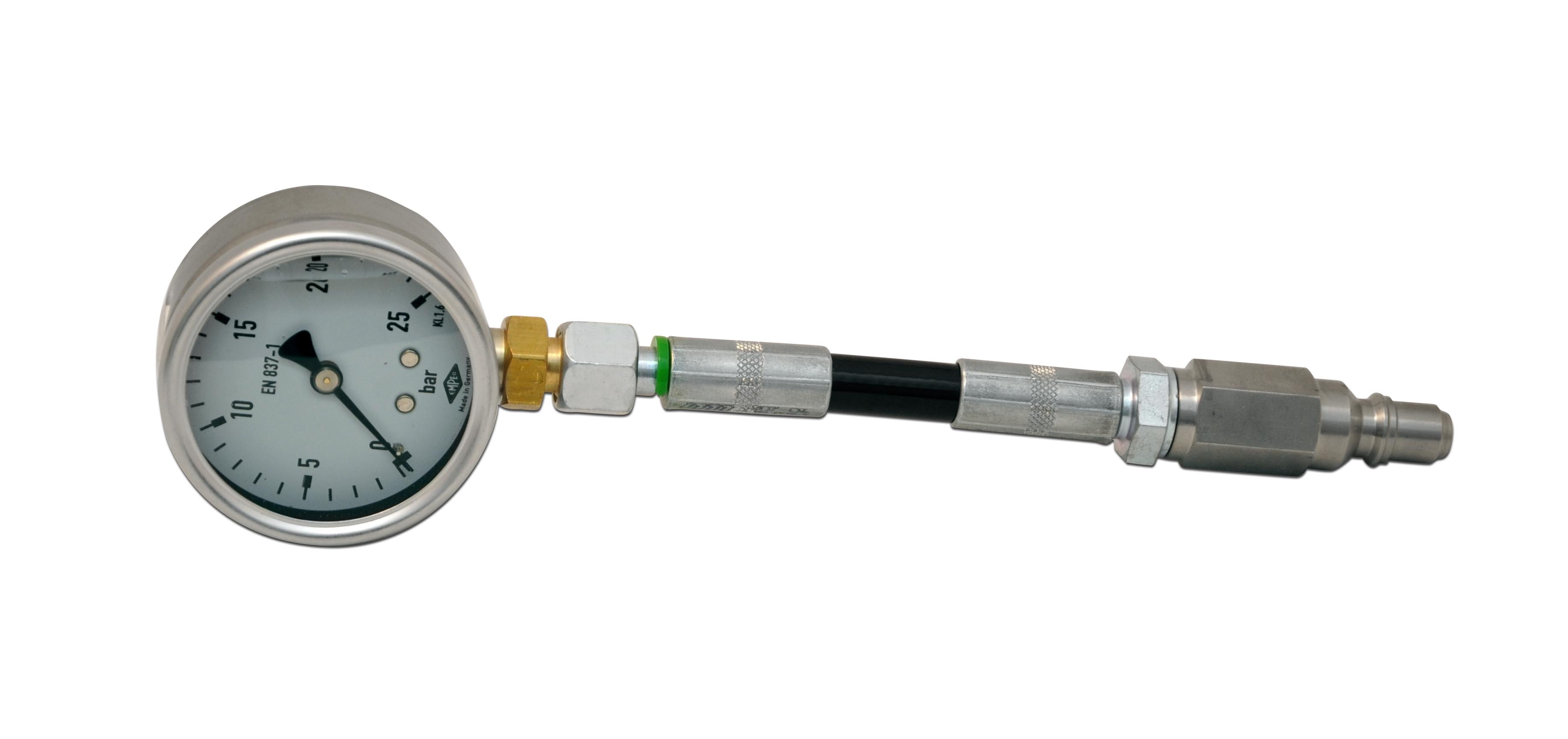 Pressure gauge 0 to 25 bar - class 1,6 for test head HEINZ
diameter 63 mm, glycerin filled