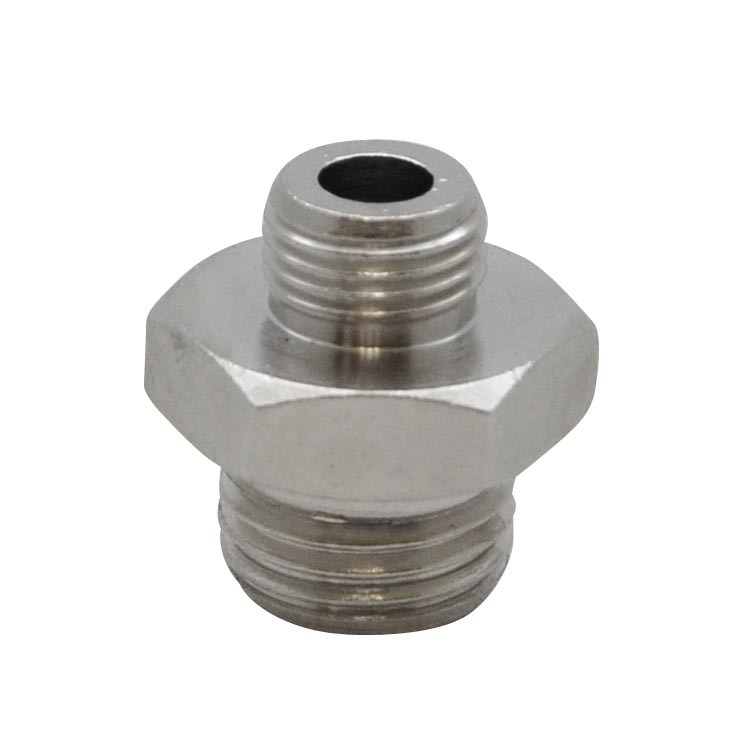 Adapter 1/8 " buitendraad naar 1/4 " buitendraad, messing vernikkeld