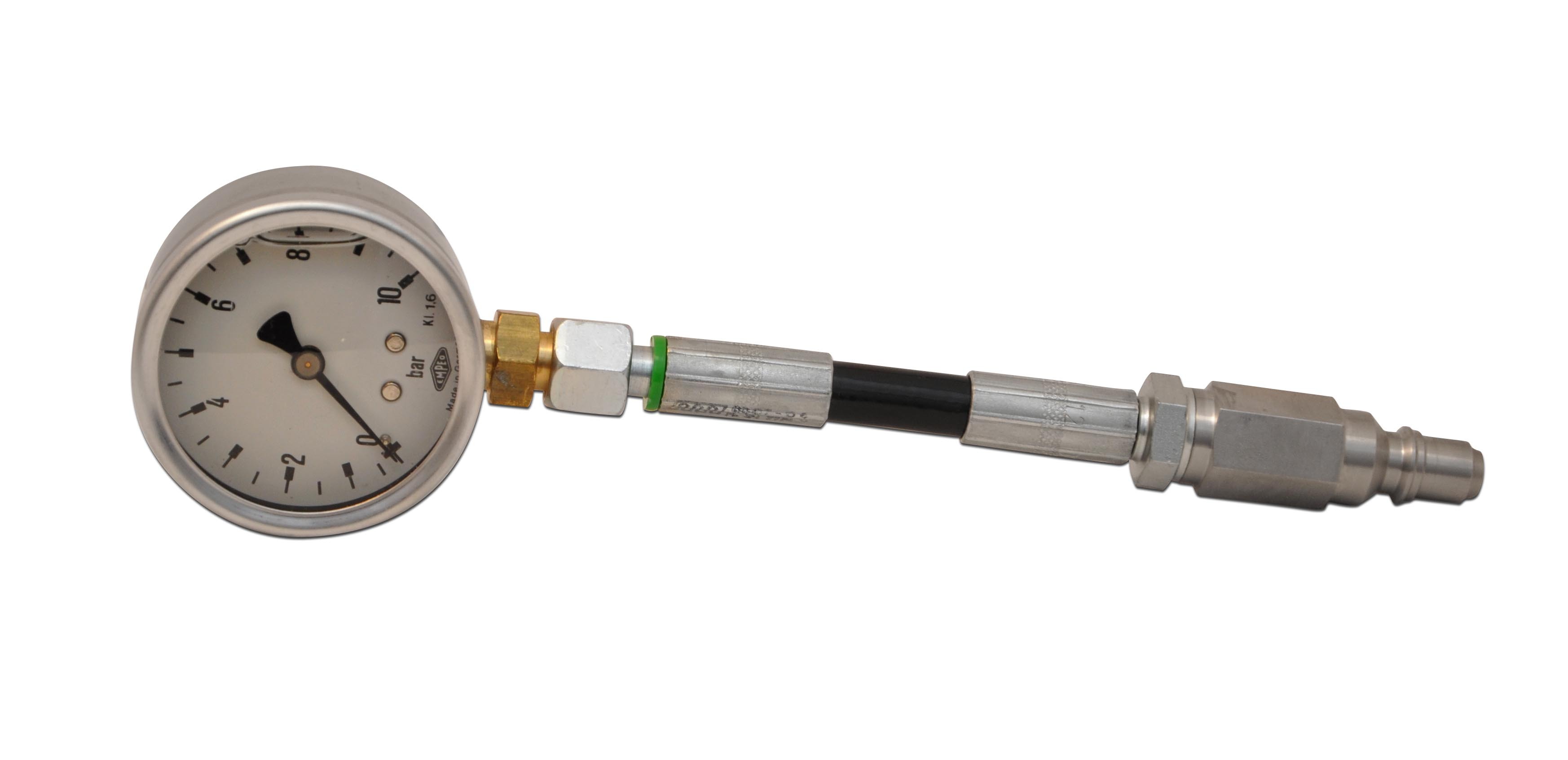 Pressure gauge 0 to 10 bar - class 1,6 for testhead HEINZ diameter 63 mm, glycerin filled