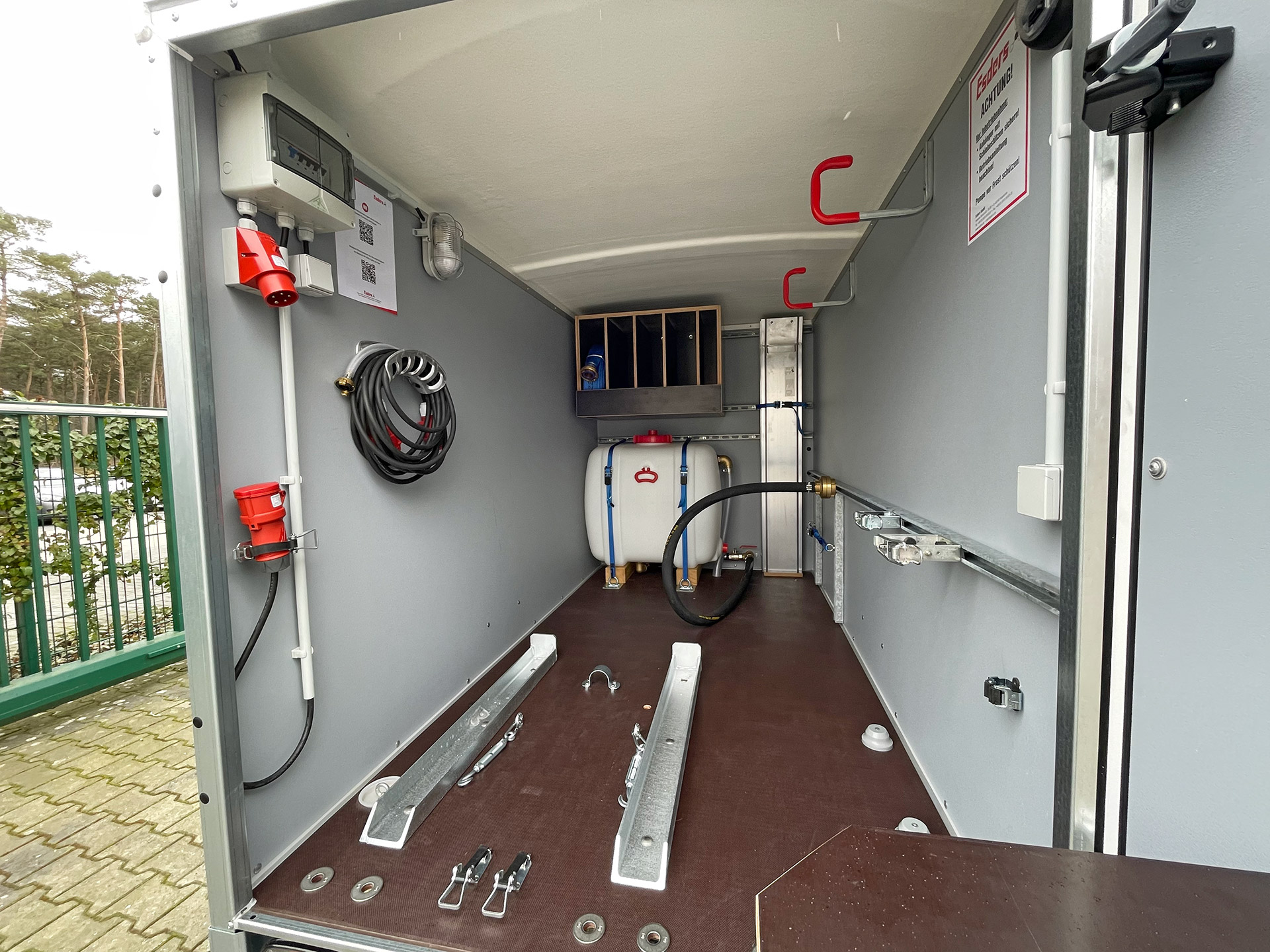 The inside of our pressure test trailer