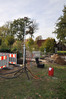 Gas flare set up on a construction site