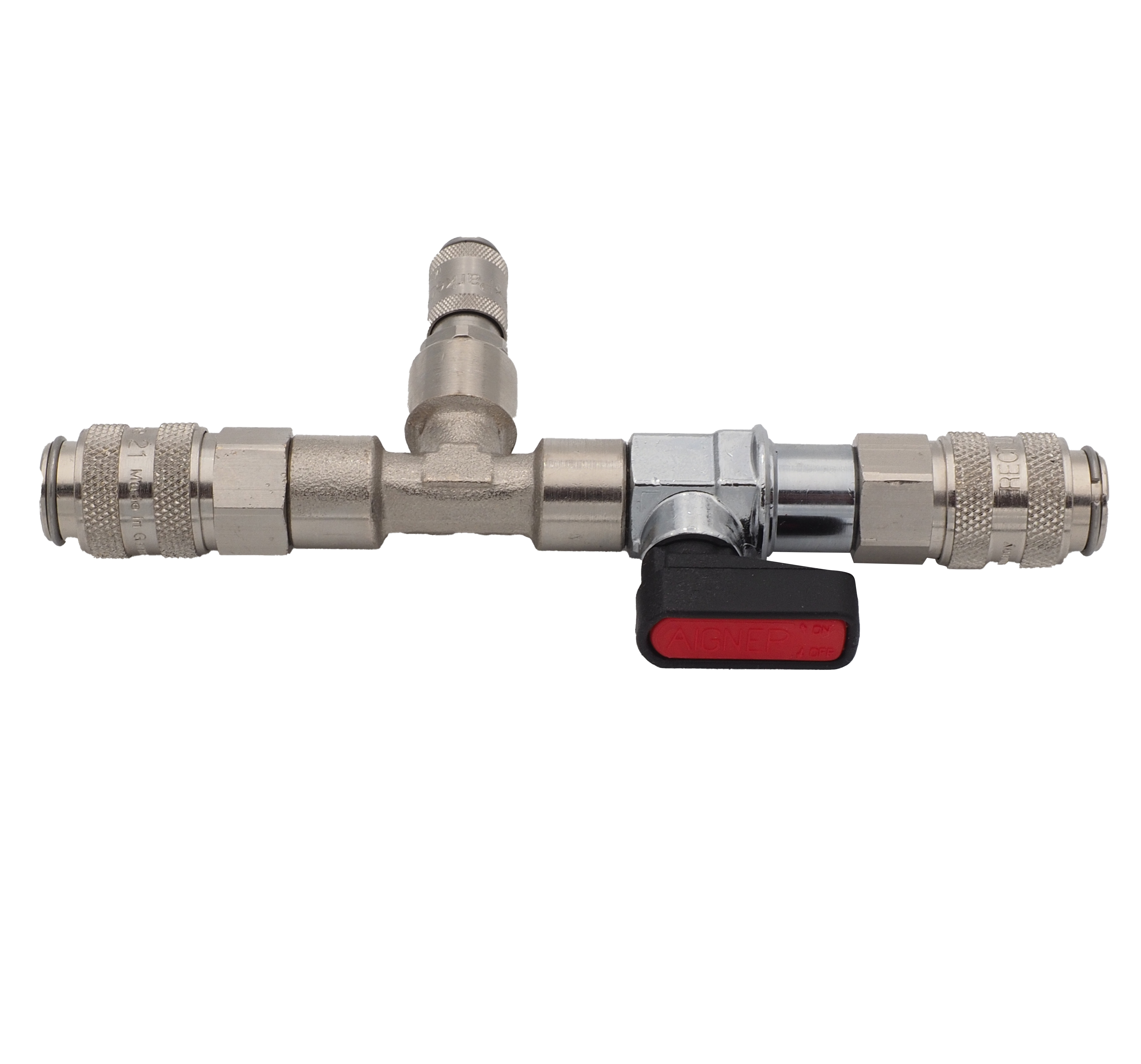 Adapter T-piece S20C to 2x S21C with ball valve