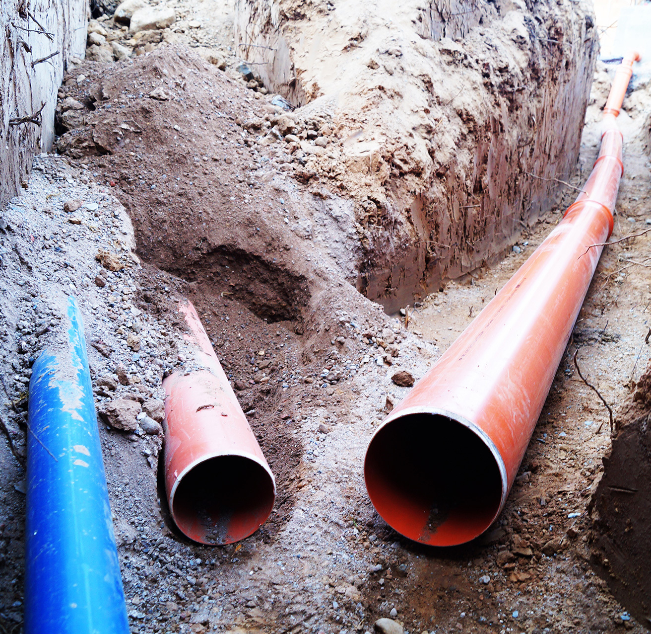 Wastewater pipelines under construction